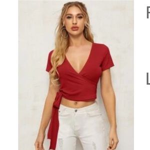 ❤️Red Ribbed Crop Top ❤️Size L